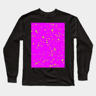 Neon Yellow Spray Splatter On Hotpink Long Sleeve T-Shirt